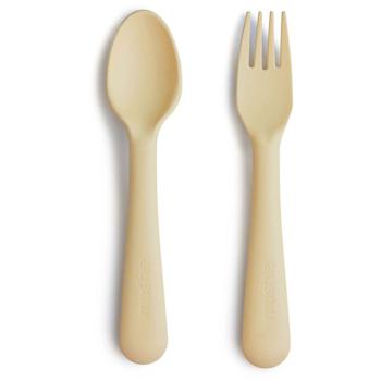 Mushie Fork and Spoon Set sztućce Pale Daffodil 2 szt.