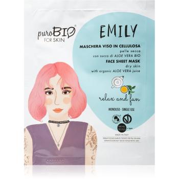 puroBIO Cosmetics Emily Relax and Fun maska nawilżająca w płacie z aloesem 15 ml