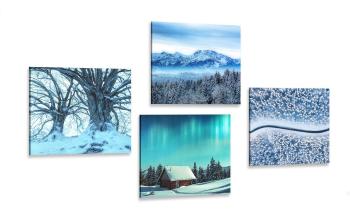 Zestaw obrazów zaśnieżona kraina - 4x 60x60