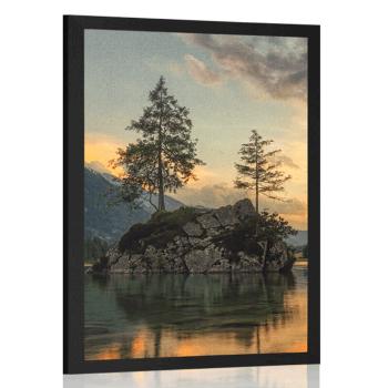 Plakat górski krajobraz nad jeziorem - 60x90 black