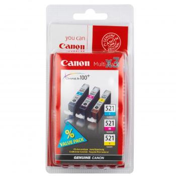 Canon originální ink CLI521, cyan/magenta/yellow, blistr, 3x9ml, 2934B010, 2934B007, Canon iP3600, iP4600, MP620, MP630, MP980