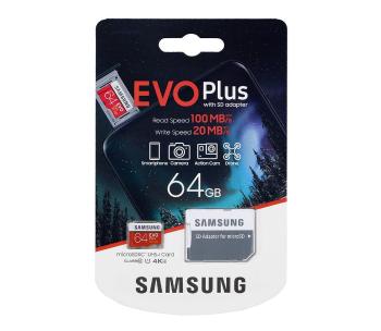 Samsung MB-MC64HA - MicroSDXC 64GB EVO+ U1 100MB/s + SD adapter