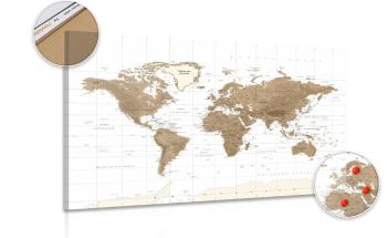 Obraz na korku piękna mapa świata w stylu vintage z białym tlem - 120x80  metallic