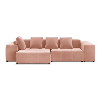 Różowa aksamitna sofa narożna (zmienna) Rome Velvet - Cosmopolitan Design
