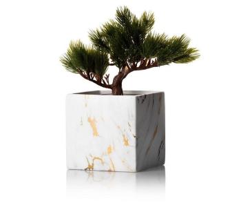 Donica ceramiczna MARBELA 11x11 cm biały/złoty