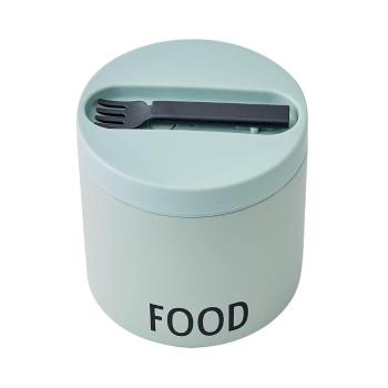 Zielony pojemnik termiczny z łyżką Design Letters Food, wys. 11,4 cm