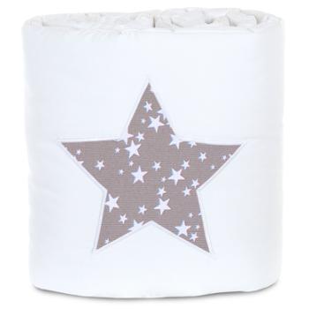 babybay ® Nestchen Piqué pasuje do modelu Maxi, Boxspring, Comfort i Comfort Plus, biały Aplikacja star taupe stars biały