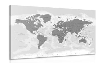 Obraz mapa świata z czarno-białym akcentem