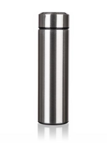 Inteligentny kubek termiczny z termometr - srebrny - Rozmiar średnica 6,5 cm, 400 ml