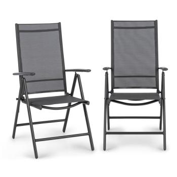 Blumfeldt Almeria, krzesło składane, zestaw 2 sztuk, 56,5 x 107 x 68 cm, ComfortMesh, antracytowe