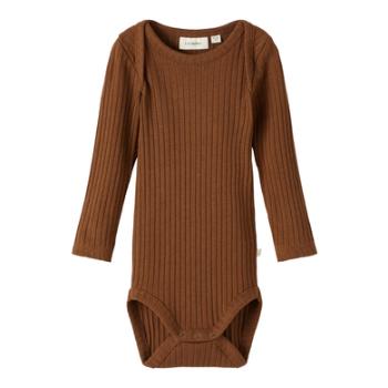 Lil'Atelier Body z długim rękawem Nbnikar Cambridge Brown