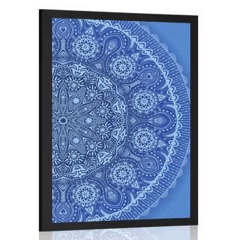 Plakat ozdobna mandala z koronką w kolorze niebieskim - 60x90 silver