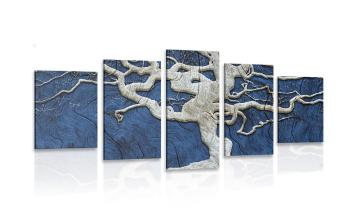 5 częściowy obraz abstrakcyjne drzewo na drewnie z niebieskim kontrastem