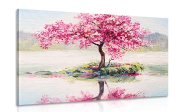 Obraz wiśnia orientalna w kolorze różowym - 90x60