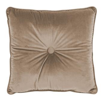 Jasnobrązowa poduszka Tiseco Home Studio Velvet Button, 45x45 cm