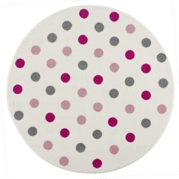 LIVONE Happy Rugs Confetti okrągły dywanik dziecięcy kremowo-różowy 133 cm