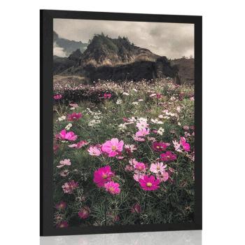 Plakat łąka kwitnących kwiatów - 30x45 black
