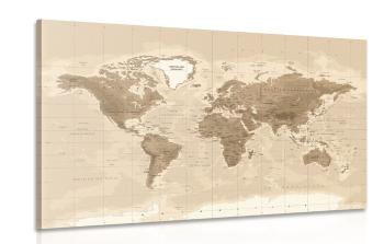Obraz piękna zabytkowa mapa świata - 90x60