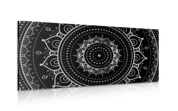 Obraz Mandala w wersji czarno-białej - 100x50