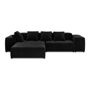 Czarna aksamitna sofa narożna (zmienna) Rome Velvet - Cosmopolitan Design
