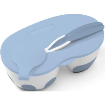 BabyOno Be Active Two-chamber Bowl with Spoon zestaw naczyń dla niemowląt Blue