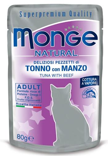 MONGE Karma dla kota Tuńczyk z wołowiną w galarecie 80 g