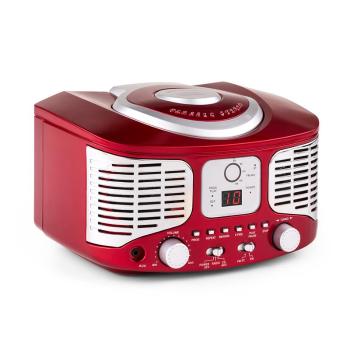 Auna RCD320, retro CD odtwarzacz, FM, AUX, czerwony