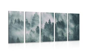5-częściowy obraz góry we mgle - 200x100