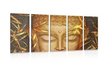 5-częściowy obraz szczegół Buddy w złocie