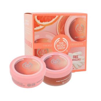 The Body Shop Pink Grapefruit zestaw 200ml Pink Grapefruit Body Butter + 200ml Pink Grapefruit Body Scrub Gelee + Bath Gloves dla kobiet