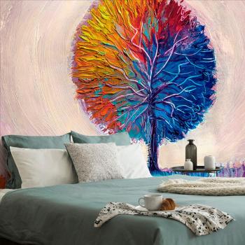 Samoprzylepna tapeta kolorowe akwarelowe drzewo - 375x250
