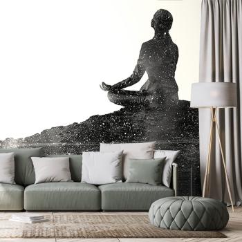 Samoprzylepna tapeta medytacja kobiety w czerni i bieli - 300x200