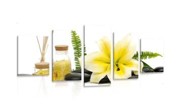 5-częściowy obraz żółta lilia i zacisze wellness - 100x50