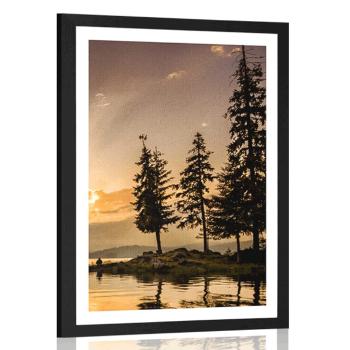 Plakat z passe-partout górskie jezioro - 40x60 silver
