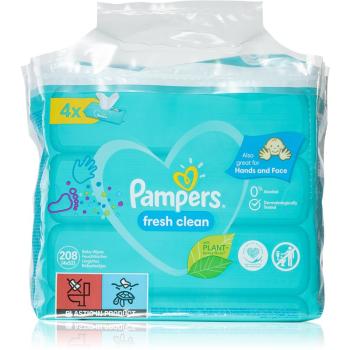 Pampers Fresh Clean delikatne nawilżane chusteczki dla dzieci do skóry wrażliwej 4x52 szt.