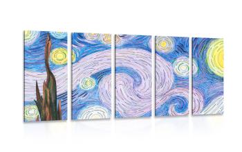 5-częściowy obraz reprodukcja barwna Gwiaździsta noc - Vincent van Gogh - 100x50