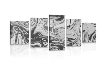 5-częściowy obraz abstrakcyjny wzór w wersji czarno-białej - 100x50