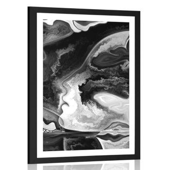Plakat z passe-partout mistyczna sylwetka w czerni i bieli - 30x45 silver
