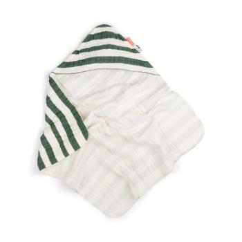 Done by Deer ™ Ręcznik kąpielowy z kapturem Stripes Zielony