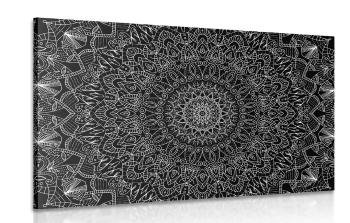 Obraz szczegółowa dekoracyjna Mandala w wersji czarno-białej - 120x80