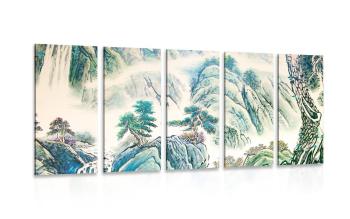 5-częściowy obraz chińskie malarstwo pejzażowe - 200x100