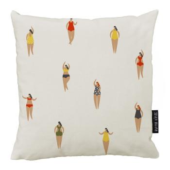 Biała bawełniana poduszka Butter Kings Swimming Ladies, 50x50 cm
