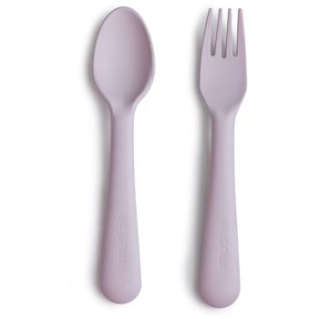 Mushie Fork and Spoon Set sztućce Soft Lilac 2 szt.