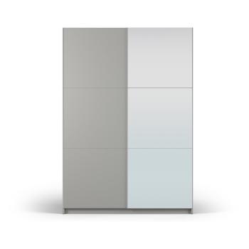 Szara szafa z lustrem i drzwiami przesuwnymi 151x215 cm Lisburn – Cosmopolitan Design