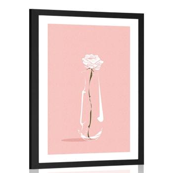 Plakat z passepartout minimalistyczny kwiat - 30x45 silver