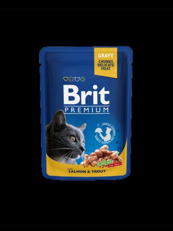 BRIT Premium Cat Adult łosoś i pstrąg saszetka dla kota 24 x 100g