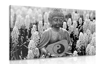 Obraz Yin i yang Budda w wersji czarno-białej