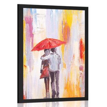 Plakat spacer w deszczu - 20x30 white