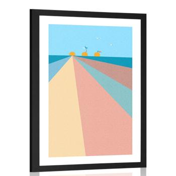 Plakat z passepartout wesoła kolorowa plaża - 20x30 silver