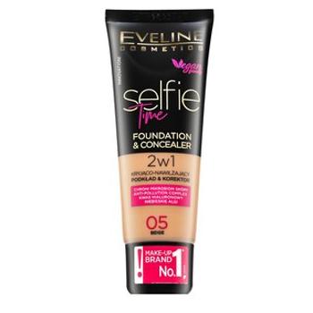 Eveline Selfie Time 2in1 Foundation & Concealer 05 Beige podkład o przedłużonej trwałości 2w1 30 ml